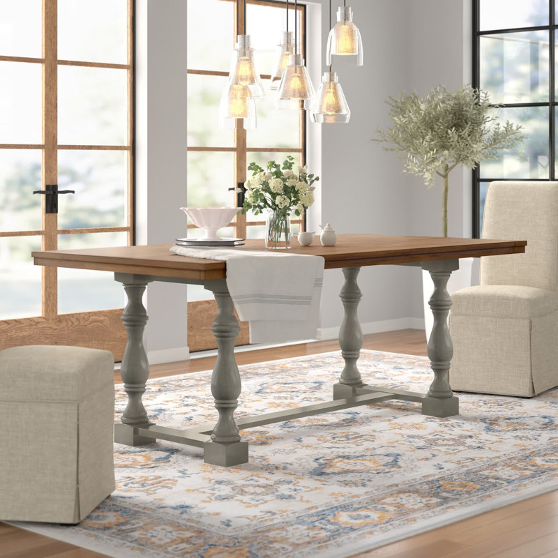 Marcotte Solid Wood Dining Table, Antique Gray