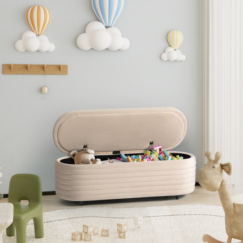 Farrah Upholstered Storage Bench, 18.1" H x 54" W x 19" D, Tan
