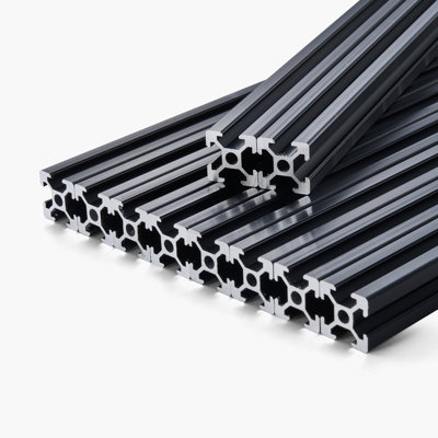 10 profilés d'extrusion en aluminium à rainure en T 39,4 po (1000 mm) 10PCS, rail linéaire standard anodisé européen, rail en aluminium extrudé à haute résistance pour imprimante 3D, bricolage à la machine à commande numérique, gravure laser, noir