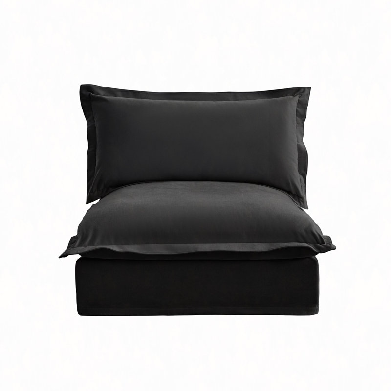 Armless Sofa, Black Chenille