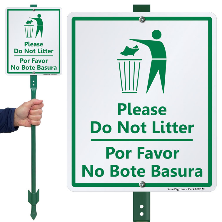 SmartSign Please Do Not Litter / Por Favor No Bote Basura (English ...