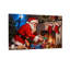 Noël père Noël emballant des cadeaux près de la cheminée-745672669
