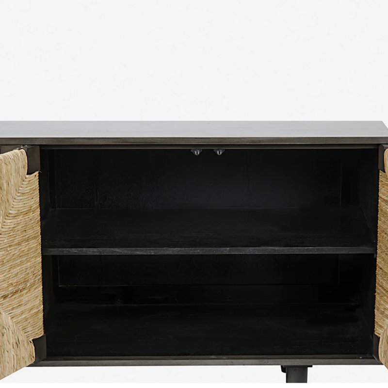 Meuble télé tissé de style médiéval américain, Noir