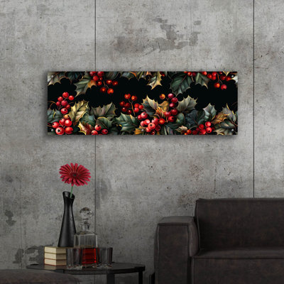 Art mural en verre épique «Holly Patterns with Black fond 2» par Momart