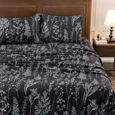 Ensembles de draps très grand californien, draps à pochettes profondes jusqu'à 18 pouces, draps à densité de tissage 1800 fils Pathe, doux et respirants, draps de maison de campagne imprimés Boho, certifiés Oeko-Tex