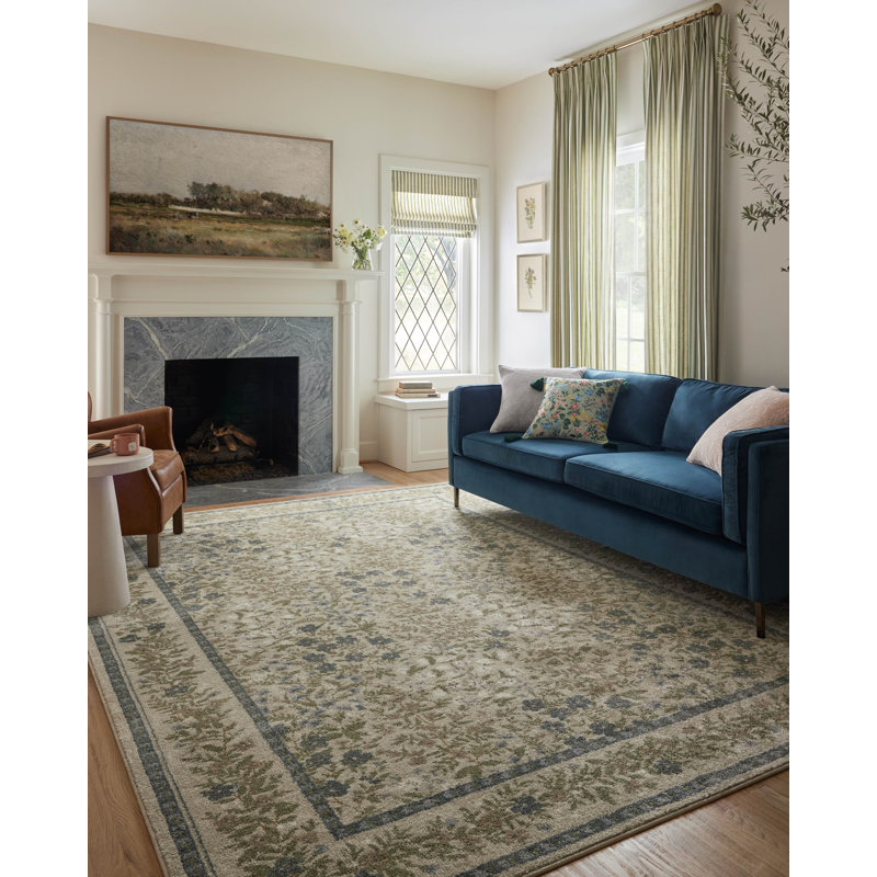 Rifle Paper Co. x Loloi Laurel Cream Area Rug, Square 1'6"