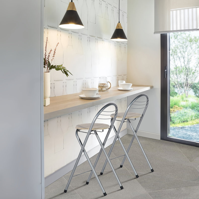 Contesa Counter Stool with Metal Frame, 2, Beech
