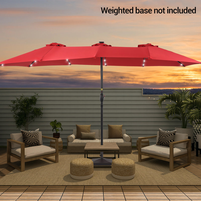 Parasol de marché rectangulaire éclairé 15 pi x 9 pi Lyles, Rouge