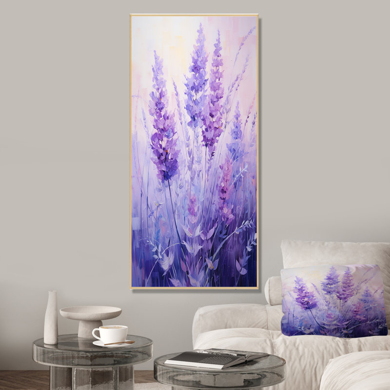 Lavande, sérénité, art floral, Cadre flottant brun, 20" H x 12" W