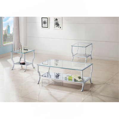 Seroff Chrome 3-piece Coffee Table Set