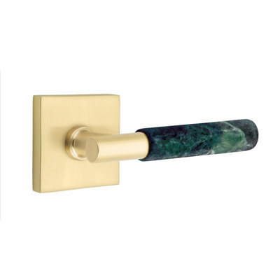Ensemble de leviers de passage Emtek Select, rosette carrée, tige en T, poignée en marbre vert, CF