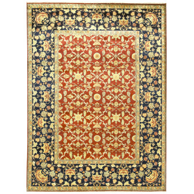 Tapis rouge et noir noué à la main de haute qualité