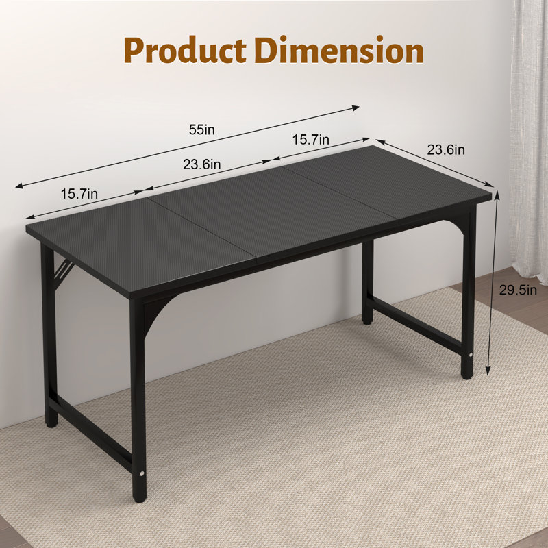 Computer Desk, Modern Simple Style Desk For Home Office, Study Student Writing Desk, Black, 55" W 