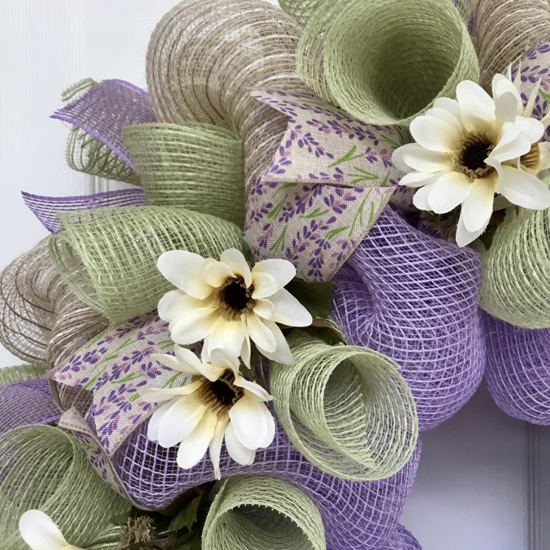 Couronne de printemps lavande et menthe floral 28 pouces