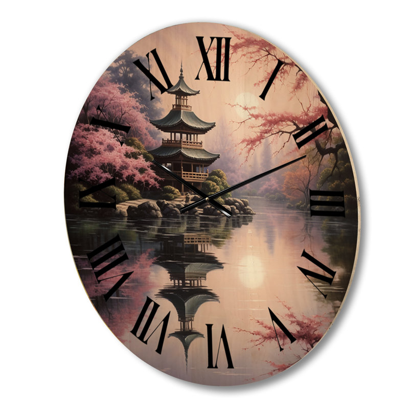 Horloge murale en bois massif Marlinda, Moyenne