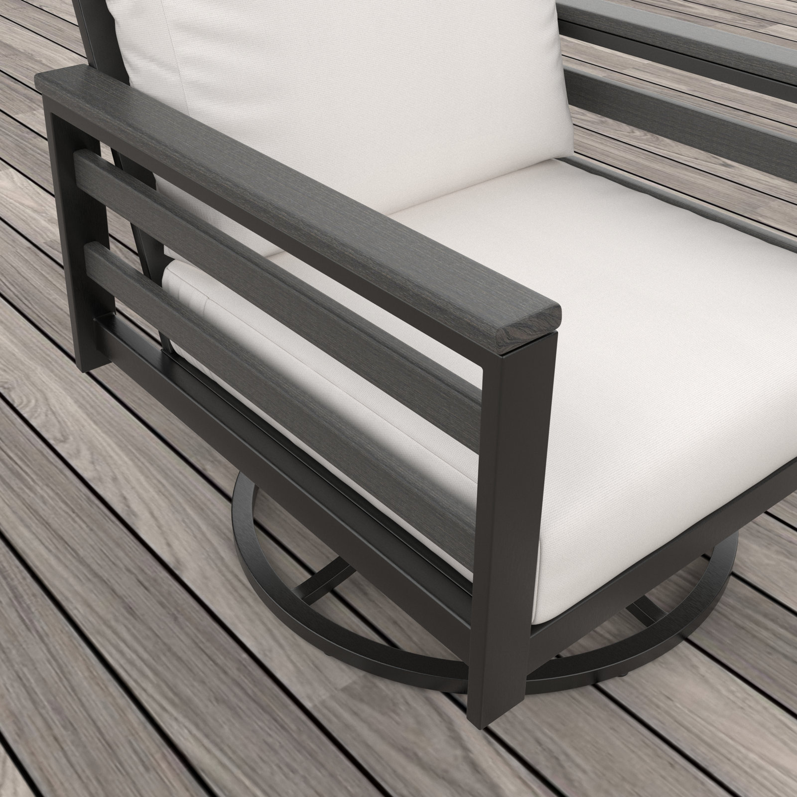 Townsend Metal Outdoor Swivel Rocking Chair with Sunbrella® Cushion, Sunbrella Canvas Natural, Gray