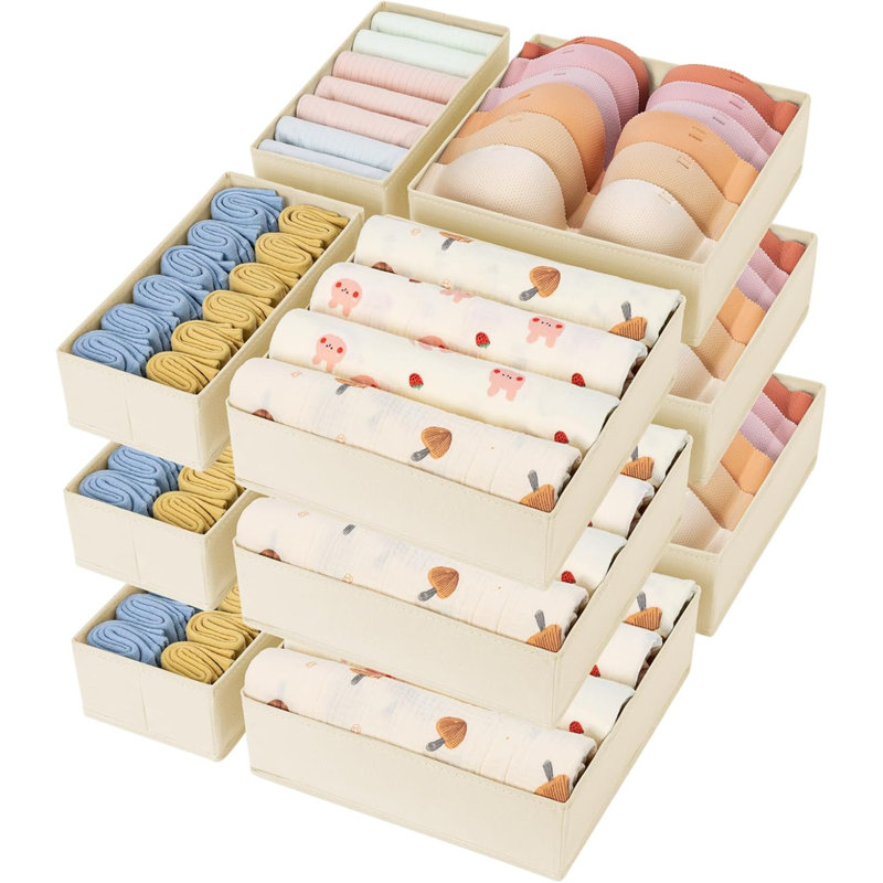 Blended Fabric Drawer Organizers, Beige