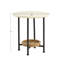 Table de bout ovale élégante, style blanc et naturel, base en métal pour ameublement moderne, tablette supérieure,