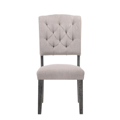 Chaises d'appoint transitionnelles (2) - Lin beige, chêne gris, dossier de style chêne 2