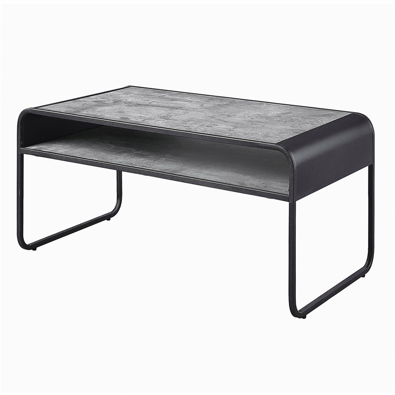 Table basse monocouche gris béton et noir