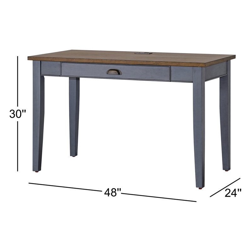 Vivienne Writing Desk with Power Outlet, Dusty Blue