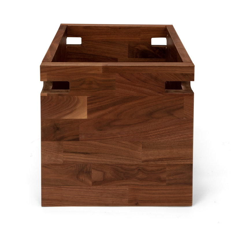 Zuma Solid American Black Walnut Square Storage Box with Hand Grips