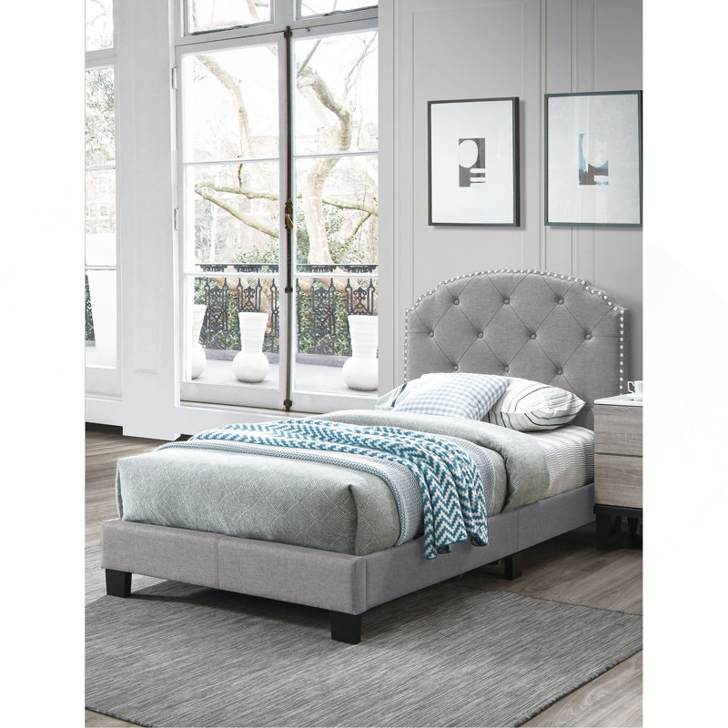 Mobilier de chambre à coucher 1pc, Lit simple, Gris anthracite