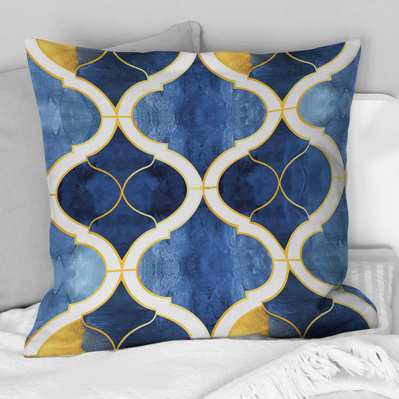 Coussin bleu Modern Trellis IV - Modern, H 16 po x l 16 po
