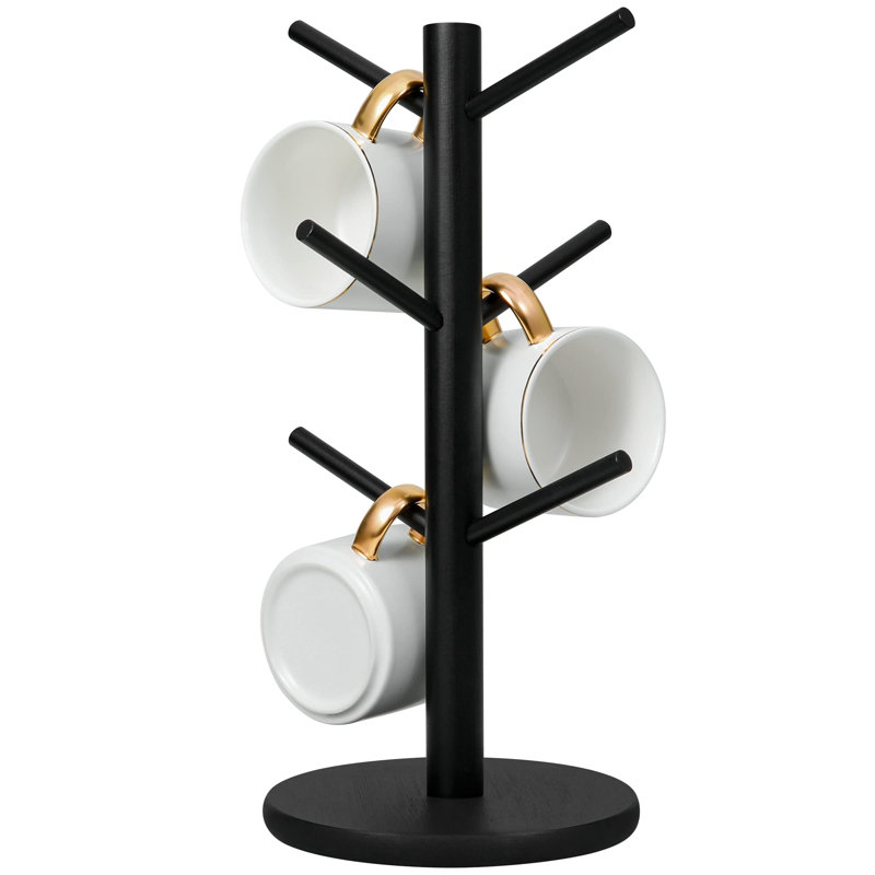 Arbre porte-gobelet avec 6 crochets (noir), Noir