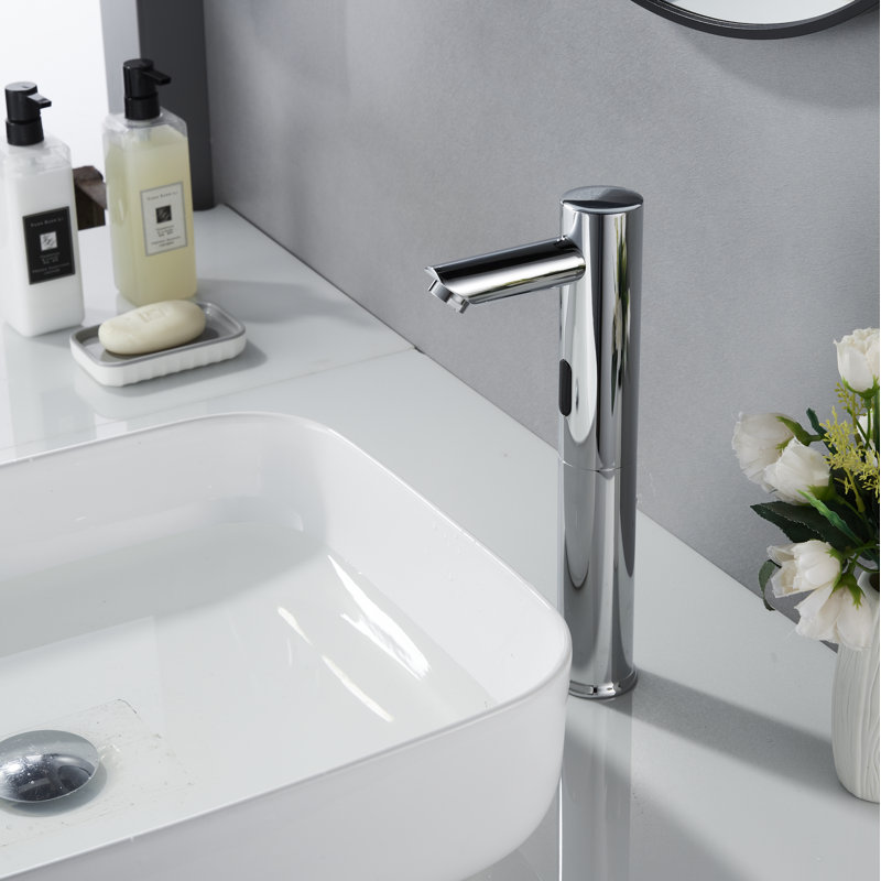 Touchless Vessel Single Hole Bathroom Faucet, Chrome