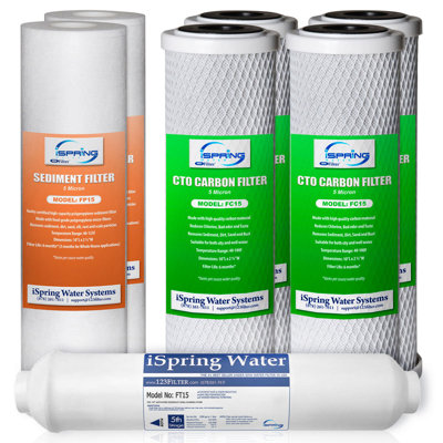 iSpring F7-CTO NSF / ANSI 58 - Cartouche de rechange standard pour filtre à eau par osmose inversée 10 po x 2,5 po 1 an, 7 pièces
