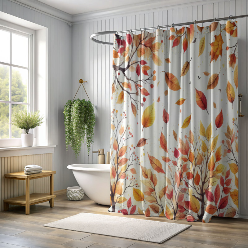 Rideau de douche standard 1 pièce Carius Autumn Gold, H 74 po x l 40 po