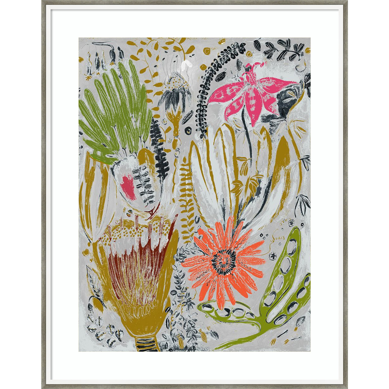 Tropical Blooms by Maya Woods, Gray, 26" W x 33" H
