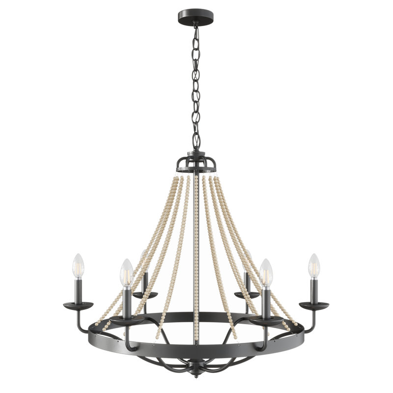 Lustre rustique perlé 6 lumières Larayah