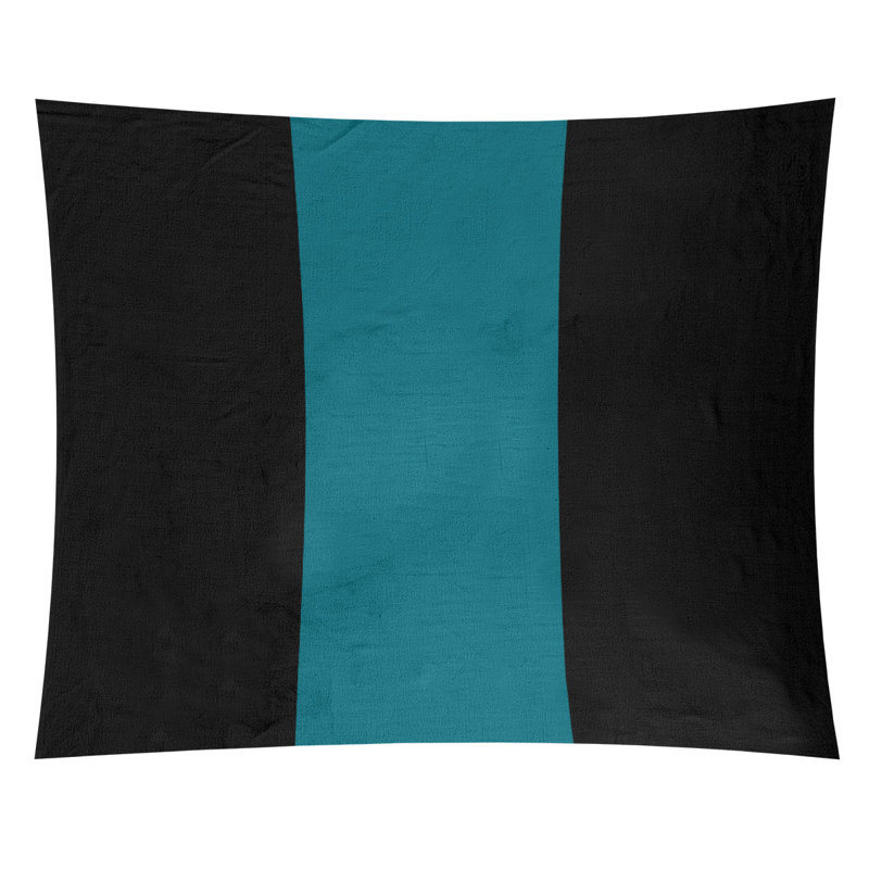 Tapisserie de polyester San Jose, Noir / bleu sarcelle foncé du Pacifique / noir, H 27,5 po x l 37,5 po