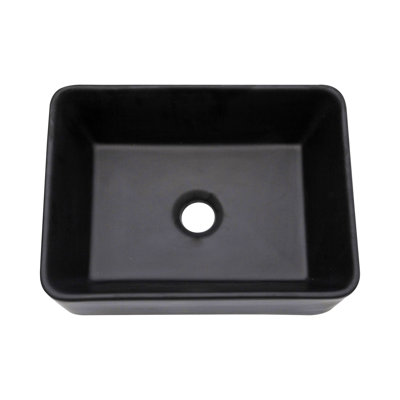 16"X12" Black Ceramic Rectangular Vessel Bathroom Sink