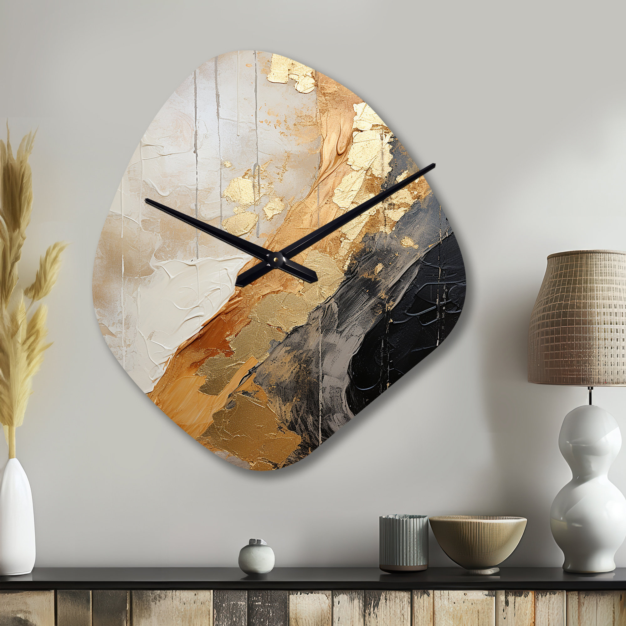 Design Art Minimalism Chrome Gold And Black Potteries - Abstract ...