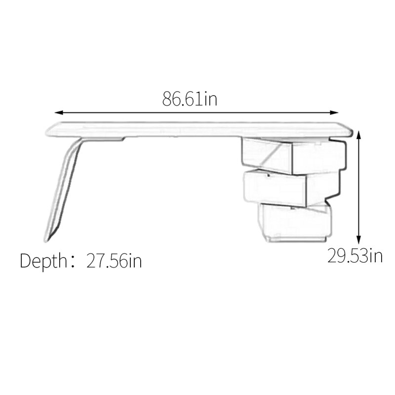 Bureau ergonomique pour les jambes, H 29,53 po x l 86,61 po x P 27,56 po