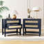 Table de chevet en rotin Boho avec 2 tiroirs et tablette de rangement ouverte-133677264