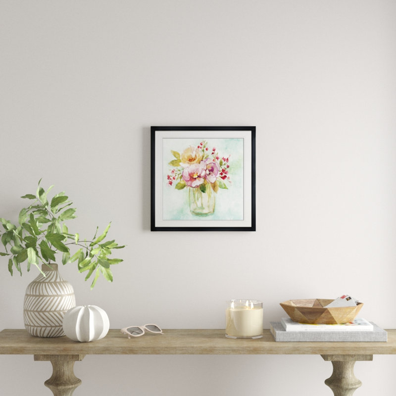 " Summer Pansy ", 24" H x 24" W x 1.5" D, Black Framed