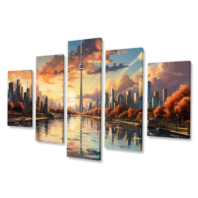 «The Canadian City From Water», reproduction d'art sur toile - 5 panneaux