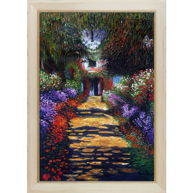 «Garden Path at Giverny» par Claude Monet - Peinture sur toile encadrée, H 40,5 po x l 28,5 po x P 2 po, Constantine