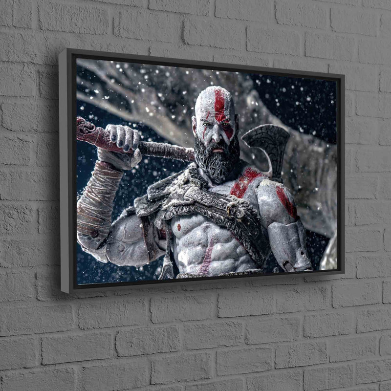 Art mural moderne sur toile avec Kratos Cave Loft, décoration murale d'Halloween avec toile encadrée, H 41 po x l 94 po, Noir