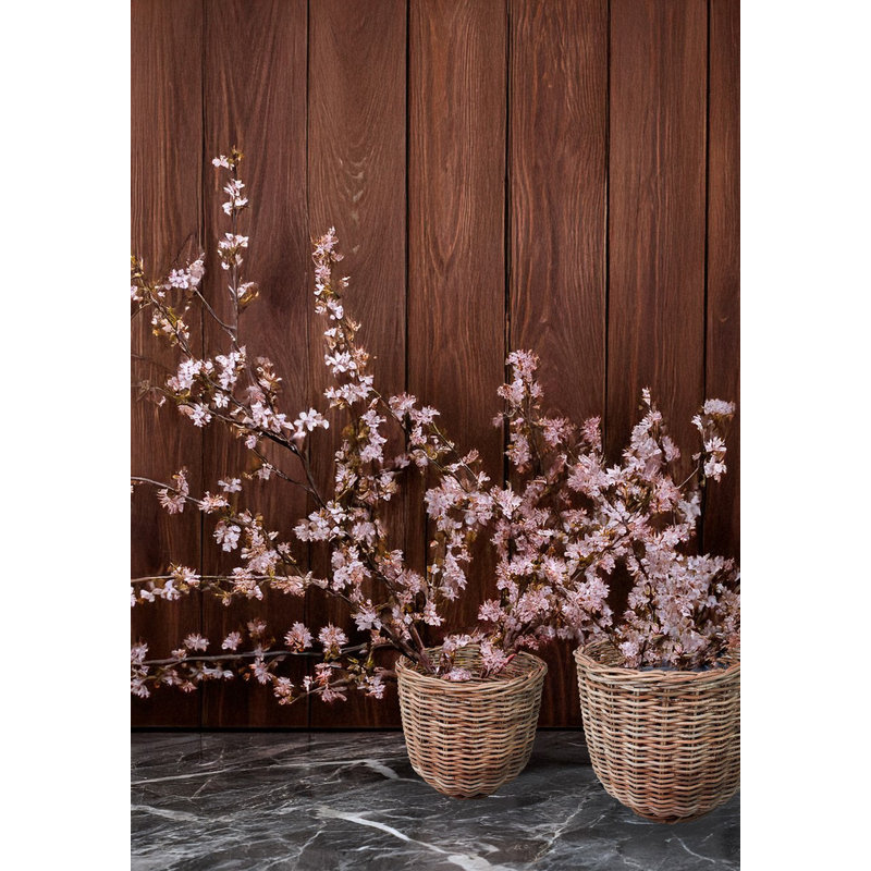 Set Of 3 Grey Round Rattan Baskets