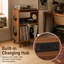 Meuble pour platine vinyle de style années 50 avec station de recharge, rangement pour disques 7 po, 10 po et 12 po, meuble télé pour salon.