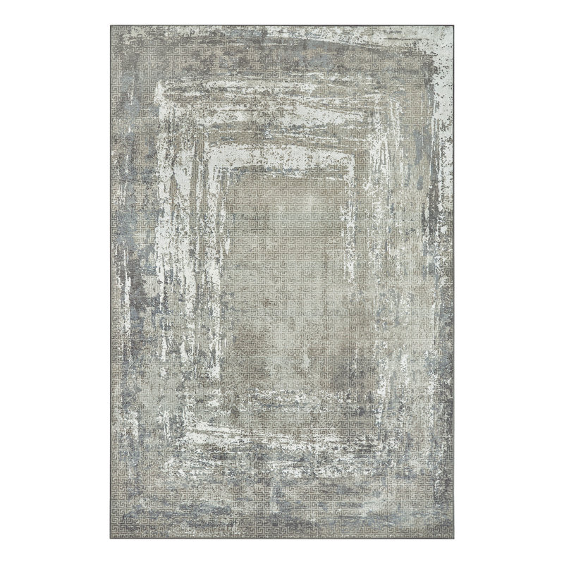 Tapis rectangulaire à motif antidérapant Amaya Greige, Rectangle 6 pi x 9 pi