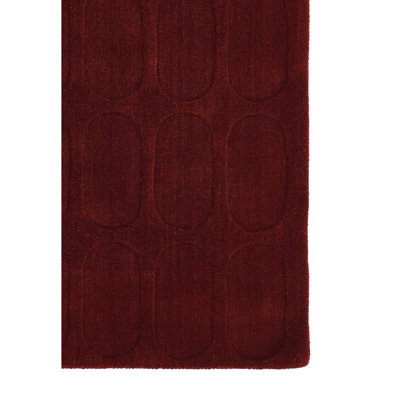  Contour Hand Loomed Wool Geometric Burgundy Area Rug