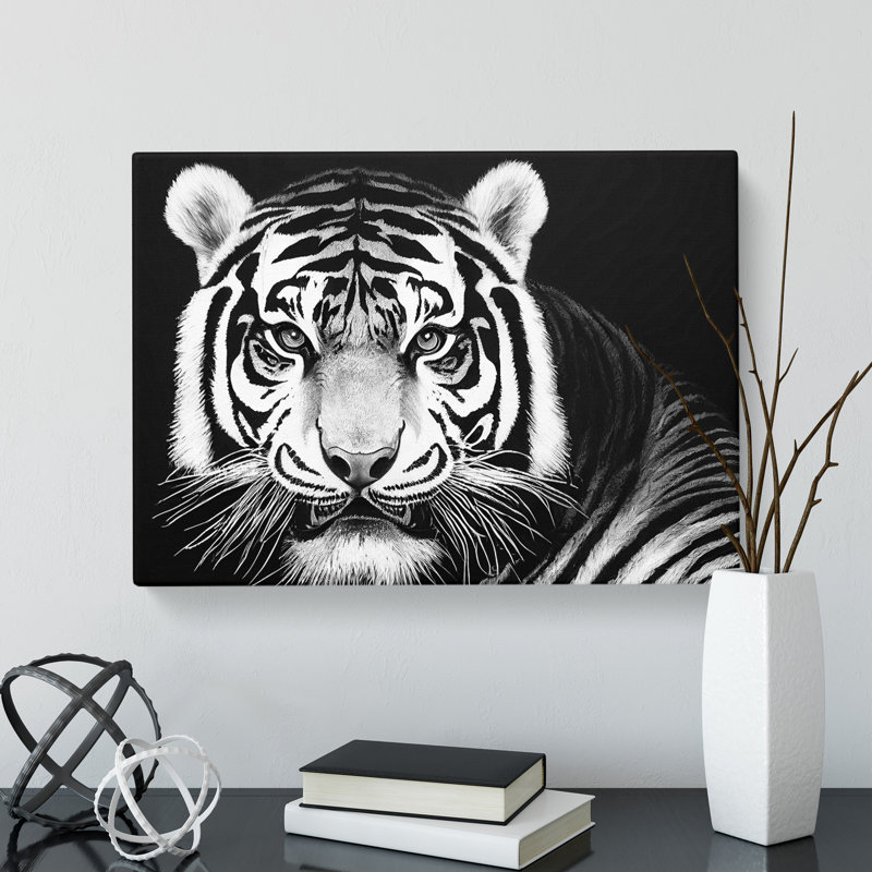 Monochrome Tiger Vol.4 - Wrapped Canvas, 35cm H x 50cm W x 3cm D
