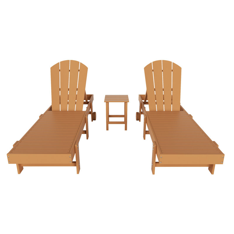 Laguna 77.6" Long Outdoor All-Weather Poly Reclining Chaise Lounge Set, White