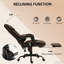 Fauteuil de bureau inclinable à haut dossier, fauteuil de massage à 6 points vibrants avec repose-pieds et télécommande